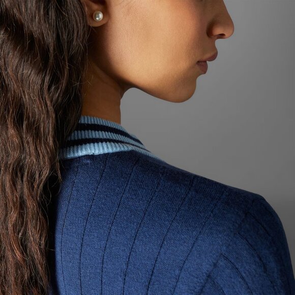 NWT Women's Adidas Originals Cashmere Blend Knit Golf Sweater - Large - Blue - Picture 7 of 9